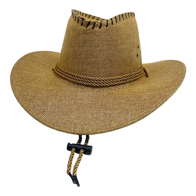 Vintage Sun Hat Western Cowboy Summer For Men, Large Brim European And American Outdoor Riding Sun Straw Hat, Adult Hat_voghion.com