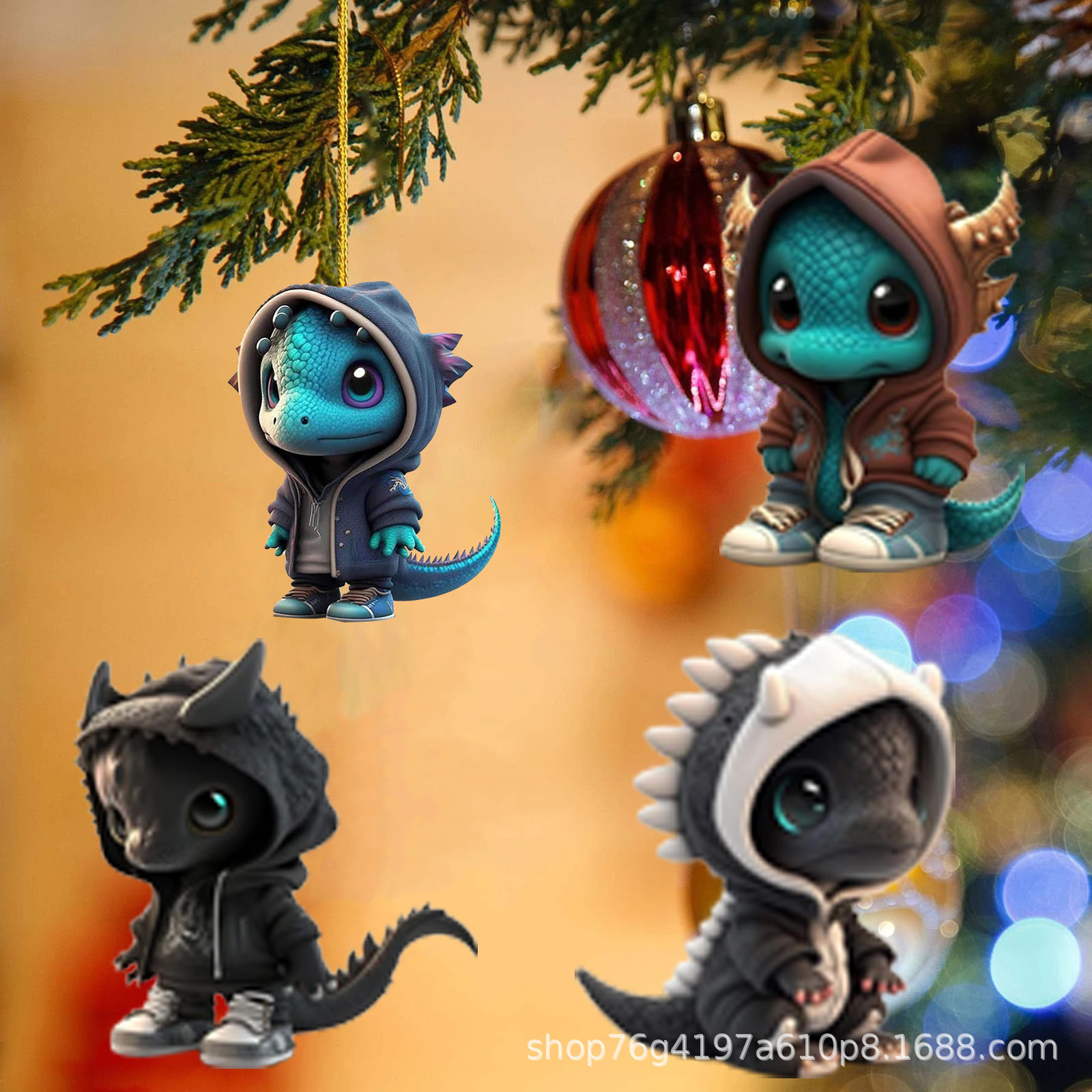 2023 transfronteriza nuevo dinosaurio elfo árbol de Navidad colgante Navidad lugar decoración del hogar regalo de los niños