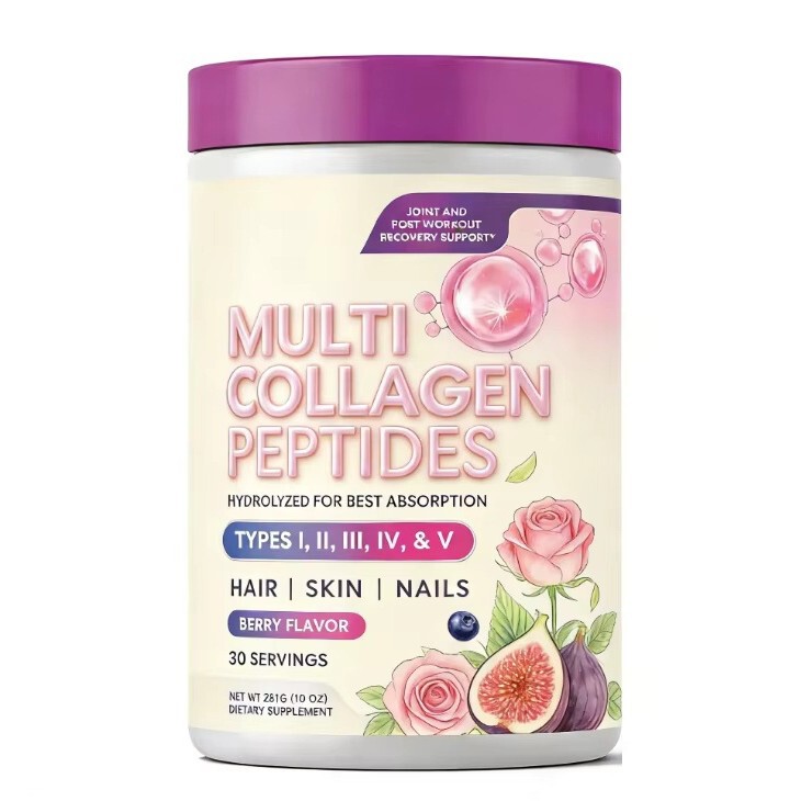 Cross-border Collagen Peptide Powder Multi Collagen Berry Flavor Hydrolyzed Collagen for Skin and Hair Care Dietary Powder
