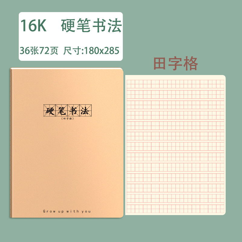 Pluma dura caligrafía Papel especial Rejilla de caracteres de arroz libro de prácticas de caligrafía Estudiantes de la escuela primaria Rejilla de caracteres de arroz caligrafía práctica cuaderno control de la pluma entrenamiento