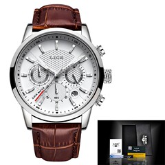 New LIGE 9866 men's sports quartz watch waterproof steel strap double-eye multi-function watch business watch