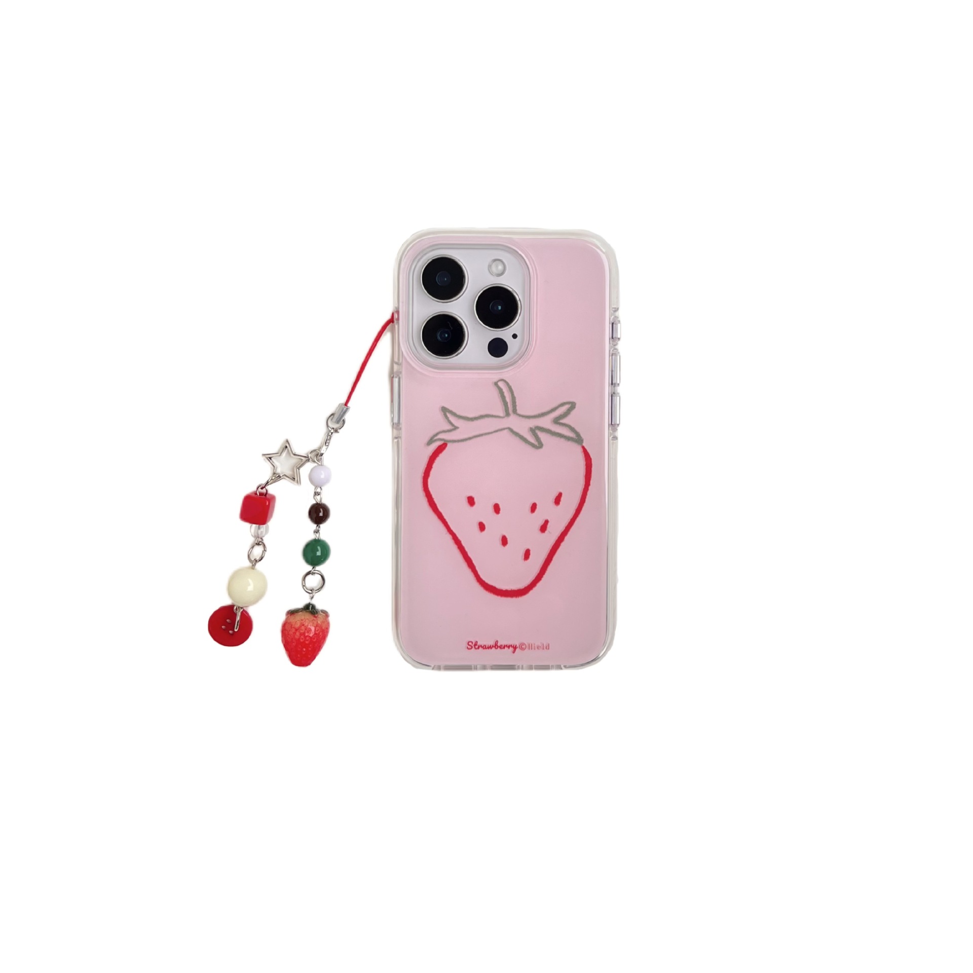 Línea rosa simple fresa fruta apta para Apple 15PorMax nicho 16Pro funda para teléfono móvil 14/13 hembra 16