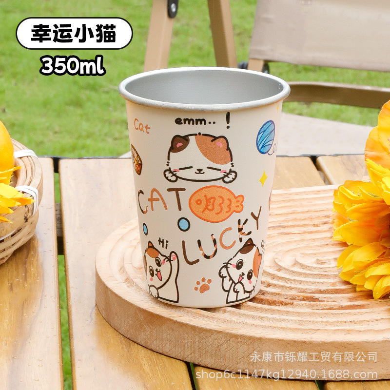 新しい漫画の動物の楽しいパターン 304 ステンレス鋼カップ同じスタイルの単層ハンディカップキャンプカップ屋外用|undefined