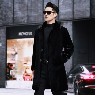 Imitation mink coat men's autumn and winter 2024 new imitation mink cashmere coat all-match thickened leather jacket imitation fur