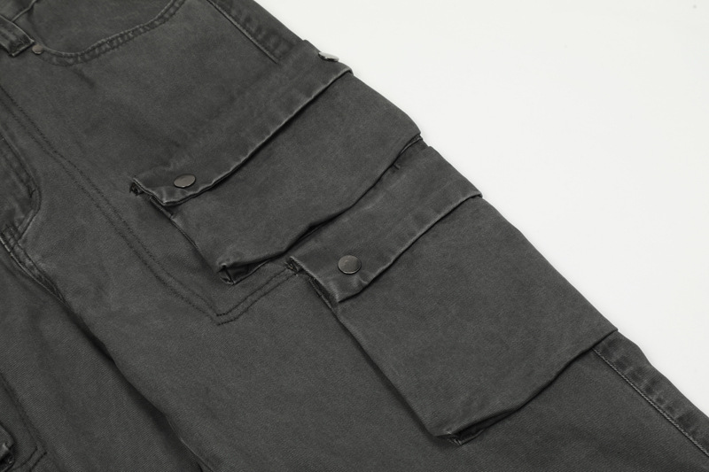 Men's Clothing Style Street Retro Old Washed Loose Tooling Jeans Men's Brand All-match Casual Multi-pocket Straight Pants_voghion.com