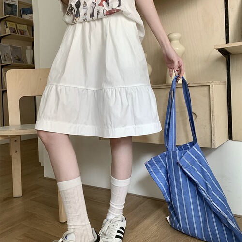 Spring and summer fluffy a-line skirt for women 2026 new style large size fat mm all-matching slimming high waist simple middle skirt