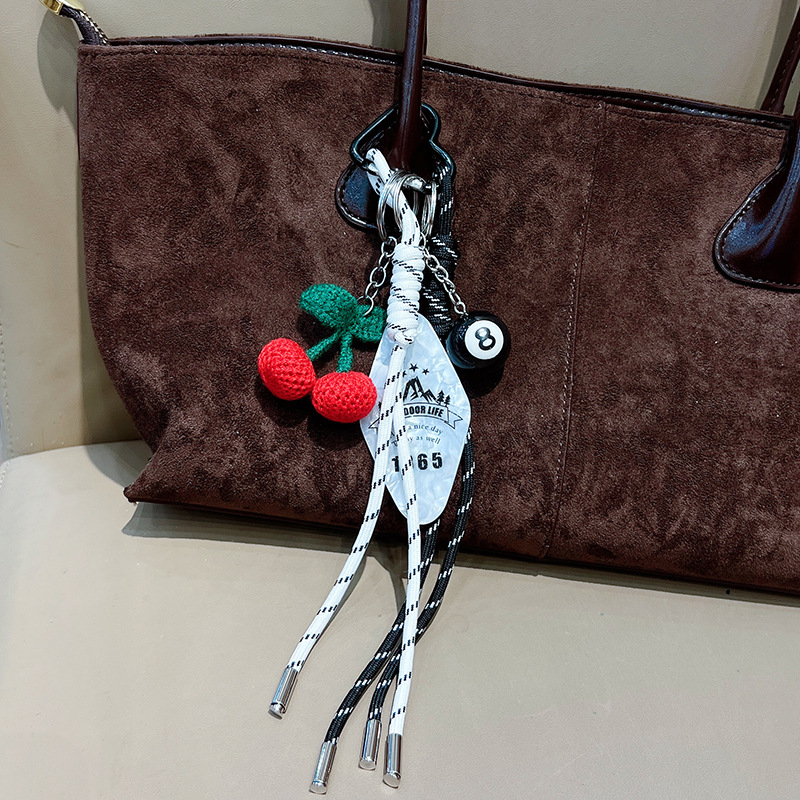 59g Weight Bag Pendant, Keychain Classification 1 Piece Quantity Holiday, Daily Occasion Polyester Material Billiards, Cherry Pattern Unisex Gender Cute Style 1 Piece Cute Billiards Cherry Polyester Unisex Bag Pendant Keychain 2