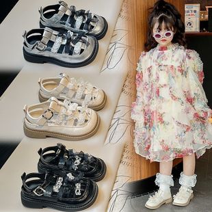 Girls' Peep-Toe Sandals 2025 Summer New Fashion Versatile Children's Shoes for Girls Princess Soft Sole Little Chanel Style
