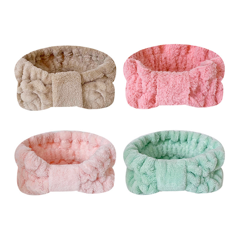 Europa y los Estados Unidos simples de color sólido peluche banda de cabello de borde ancho personalizada para mujeres lavar la cara banda de cabello de fibra de bambú logotipo de algodón personalizado