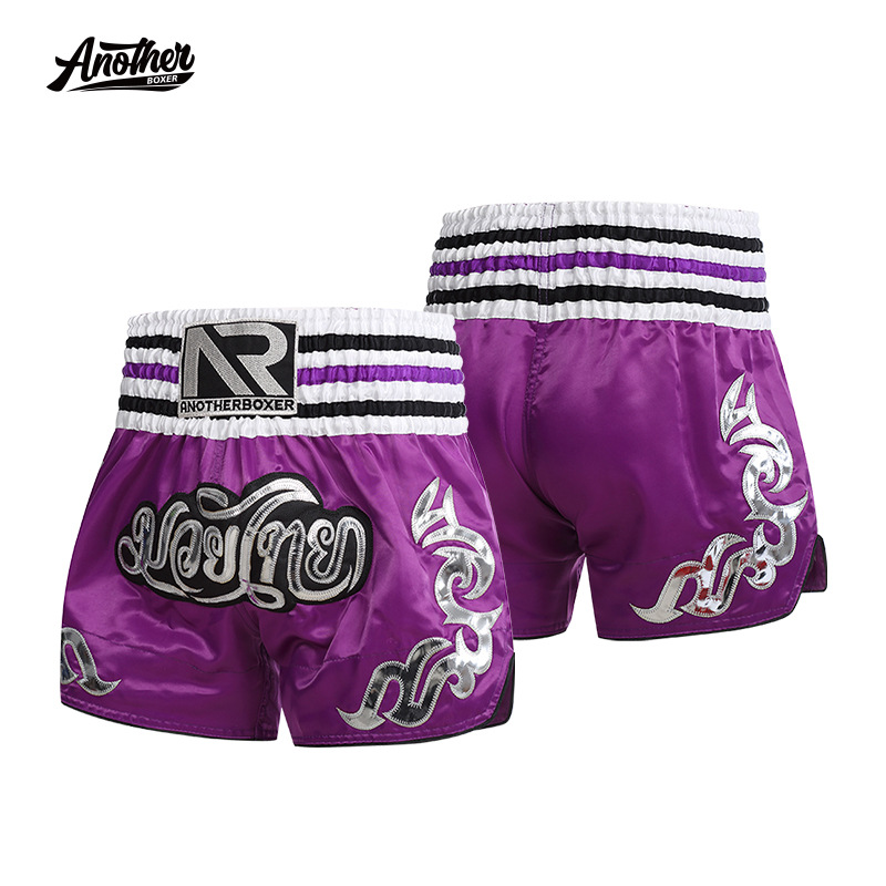 Anotherboxer Purple Muay Thai Pants Boxing Sanda Martial Arts Uniform for Adults and Children, Universal Fit
