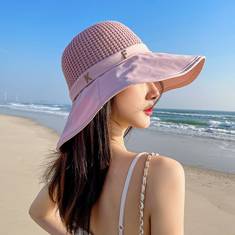 New Korean letter big brim sunscreen fisherman hat bucket hatpicture1