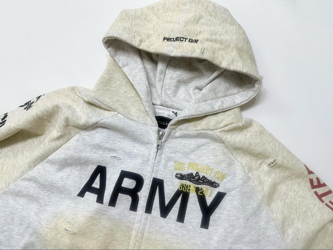 Vintage Kapuzenpullover Zip-up Im Used Look Für Herren_voghion.com