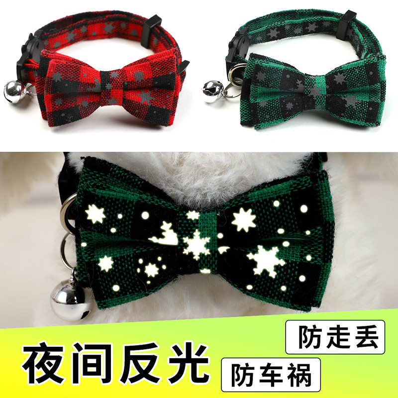Collar de mascotas de Navidad cuadrado británico collar de gato con collar de gato con campana