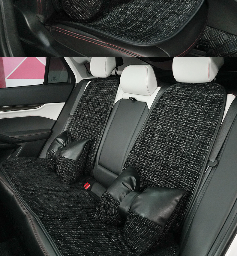 Car headrest lumbar support Chanel style comfortable soft seat neck pillow lumbar cushion four seasons universal car headrest back cushion