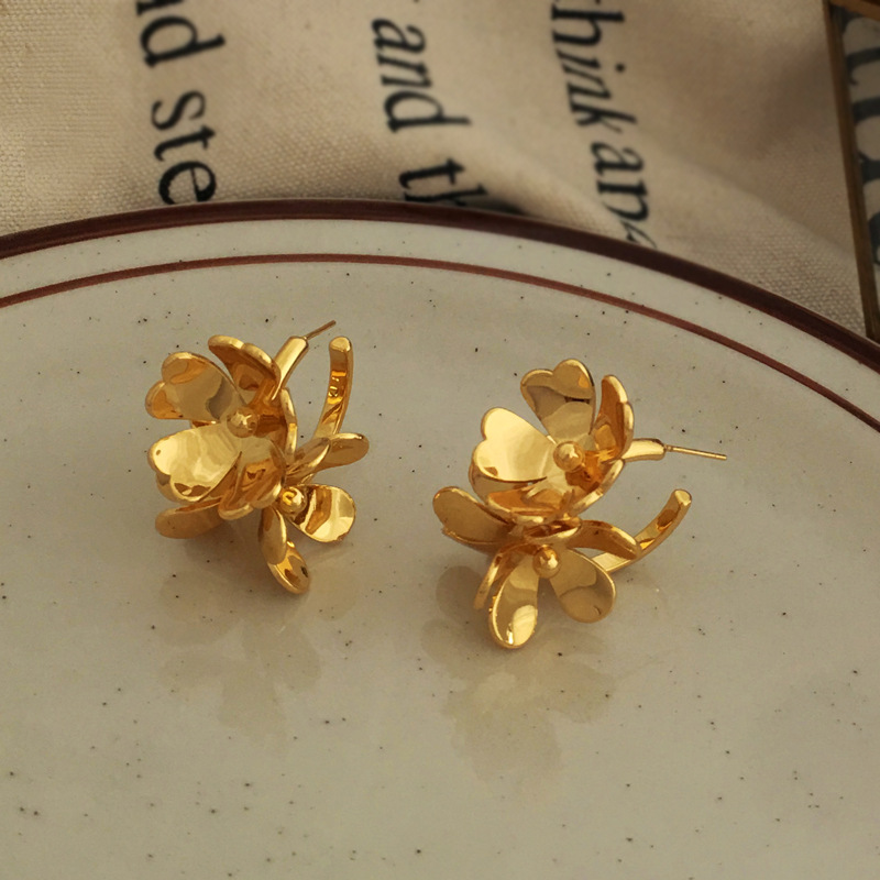 Glam Flower Copper Earrings Plating Copper Earrings
