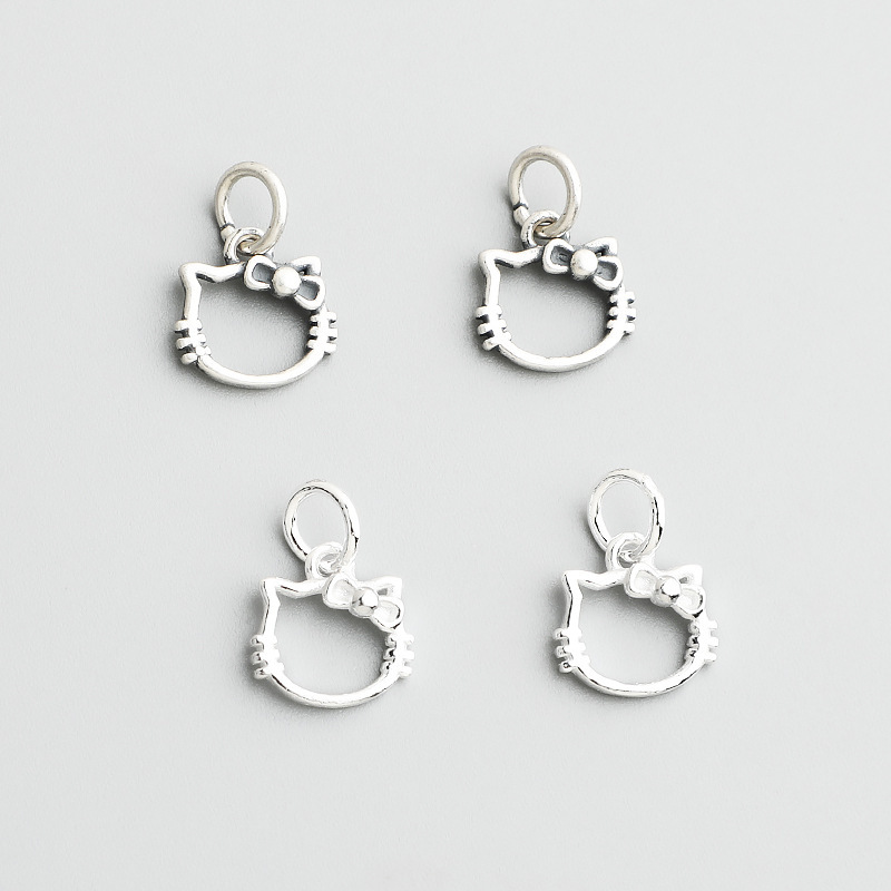 S925 Sterling Silver Thai Silver KT Cat Pendant DIY Handmade Beaded Bracelet Necklace Kitten Pendant Jewelry Accessories Material S925 Sterling Silver Thai Silver KT Cat Pendant DIY Handmade Beaded Bracelet Necklace Kitten Pendant Jewelry Accessories Material