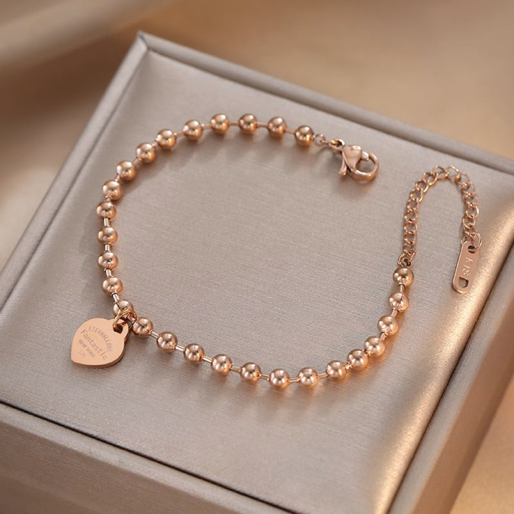 7g Weight Bracelets Classification 1 Piece Quantity Modern Style Letter Heart Shape Titanium Steel Beaded Plating Bracelets