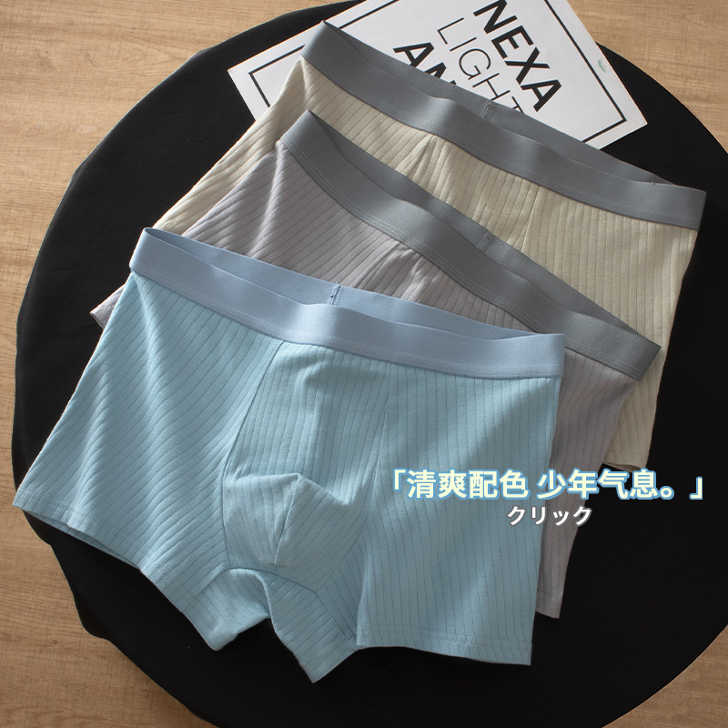 Pantalones interiores de hombre de algodón, pantalones de ángulo plano de algodón transpirables, entrepierna antibacteriana, piel transpirable, cómodas pantalones cortos deportivos de ángulo plano.