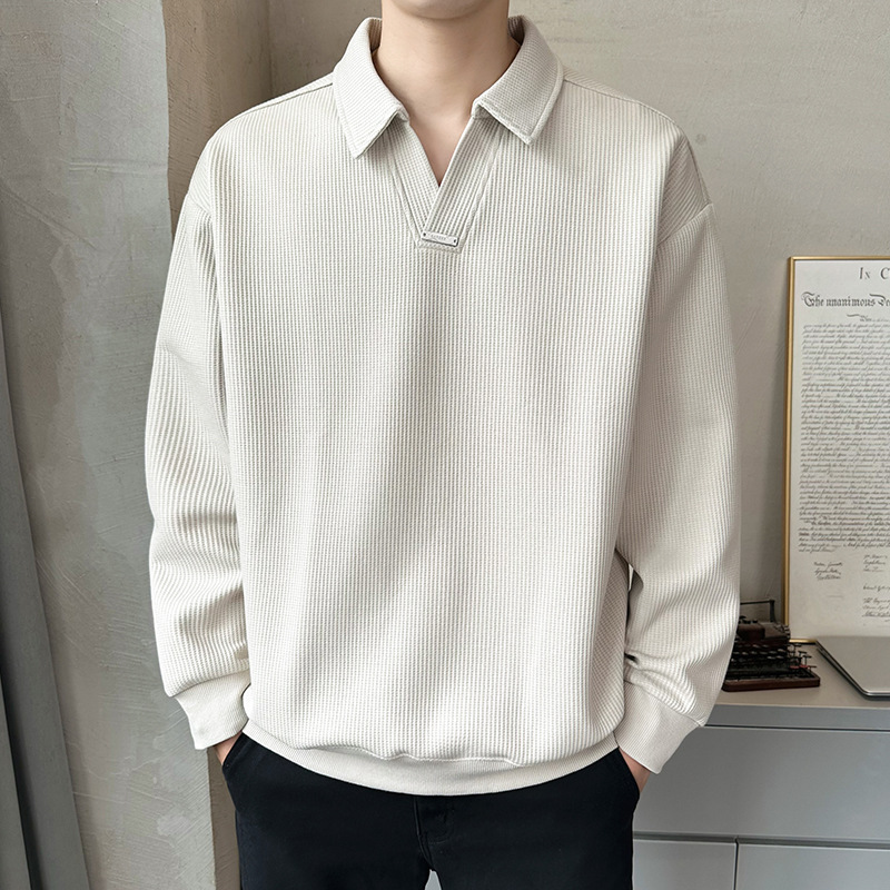 Highly Convertible American-Style Jacquard Lapel Solid Color Versatile Sweatshirt 2026 Spring and Autumn Men's Essential Item Simple Sweatshirt Highly Convertible American-Style Jacquard Lapel Solid Color Versatile Sweatshirt 2026 Spring and Autumn Men's Essential Item Simple Sweatshirt