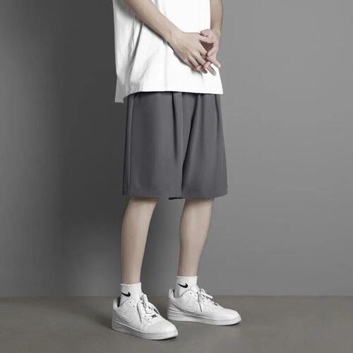 Shorts for men, summer ice silk thin fashion versatile casual loose breathable black sporty five-pocket pants