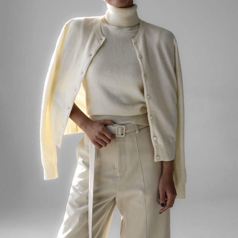 Cross-Border Knitted Sweater Set European and American Style 2025 Early Autumn High-Neck Sleeveless Base Shirt + Sweater Cardigan Set for Women