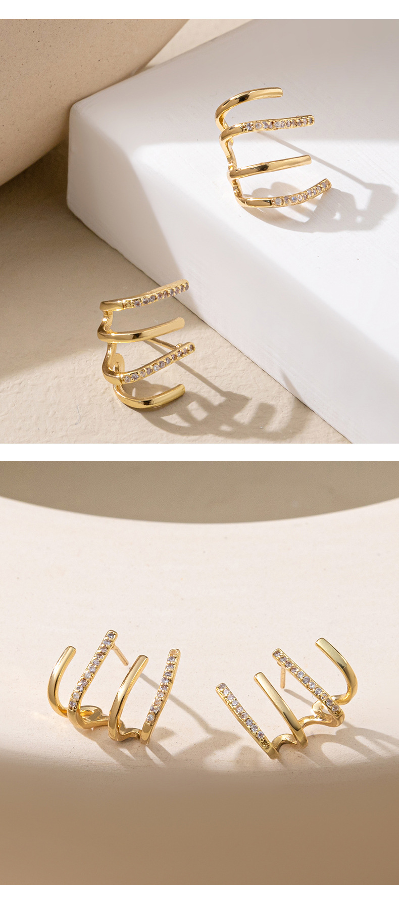 Fashion Pentagram Copper Inlay Zircon Ear Studs 1 Pair