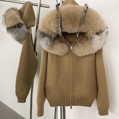 25年春款上衣外套女灰色连帽春季针织衫上衣女开衫韩系纯欲风宽松