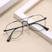 24超轻金属复古眼镜框男近视双梁可配度数镜片商务大框眼睛框架HC
