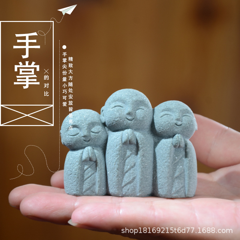 築山金魚鉢置物沈水底造景装飾品循環流水古法かわいい小仏像人物微景観