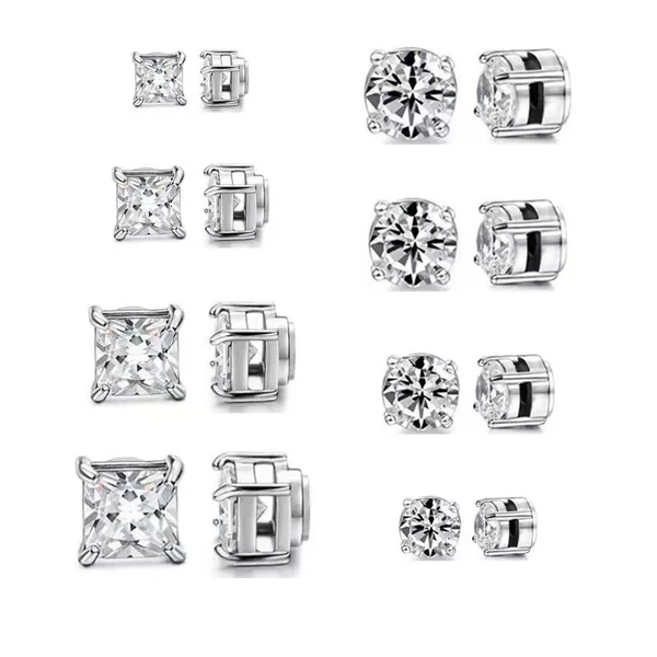 Stainless Steel Non-Pierced Ear Clip Fake Earrings for Men and Women Zircon Earrings Amazon Hot Style Zircon Magnet Ear Clip Earrings