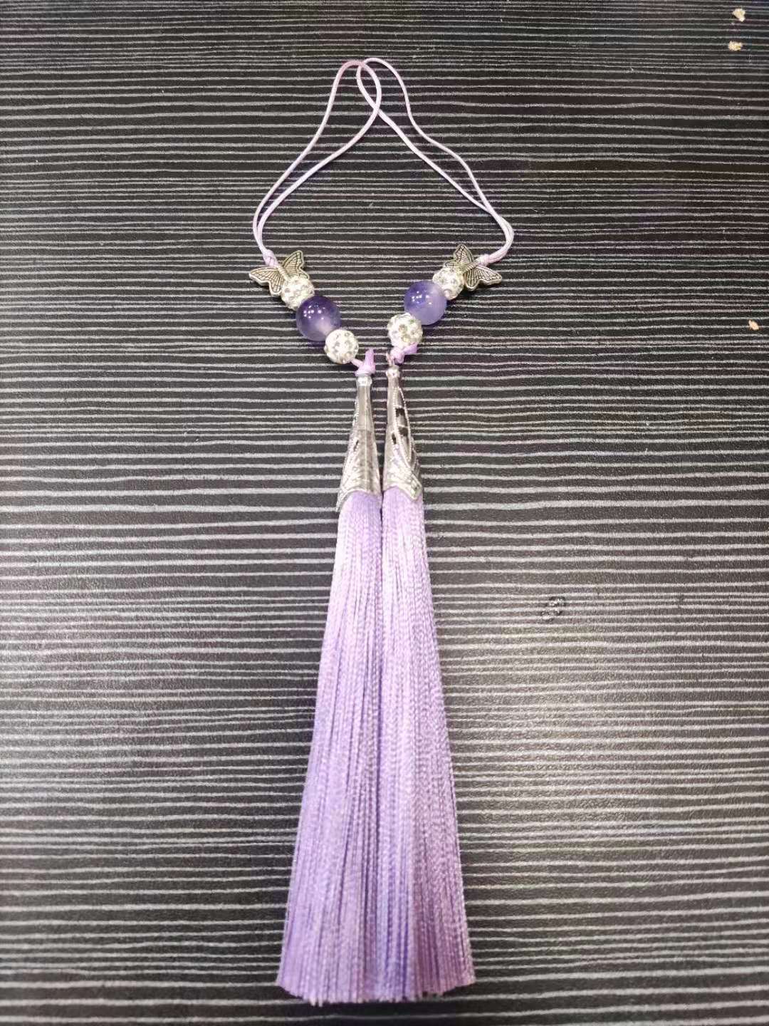 復古風尖冒鏤空鳳尾九字針滌綸流蘇穗子書籤拉鏈掛飾配件合金流蘇