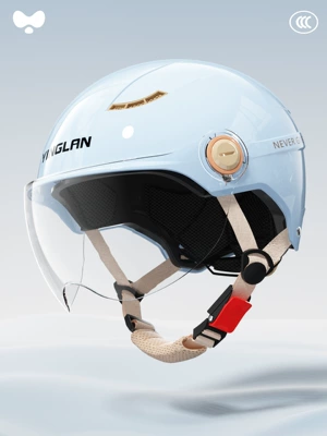 Yinglan Helmet Electric Vehicle Women's: Motosiklet kaskı (dəbilqə) - 3c-azure-blue-hd-short-lens-new-national-standard-class-a-one-size-fits-all