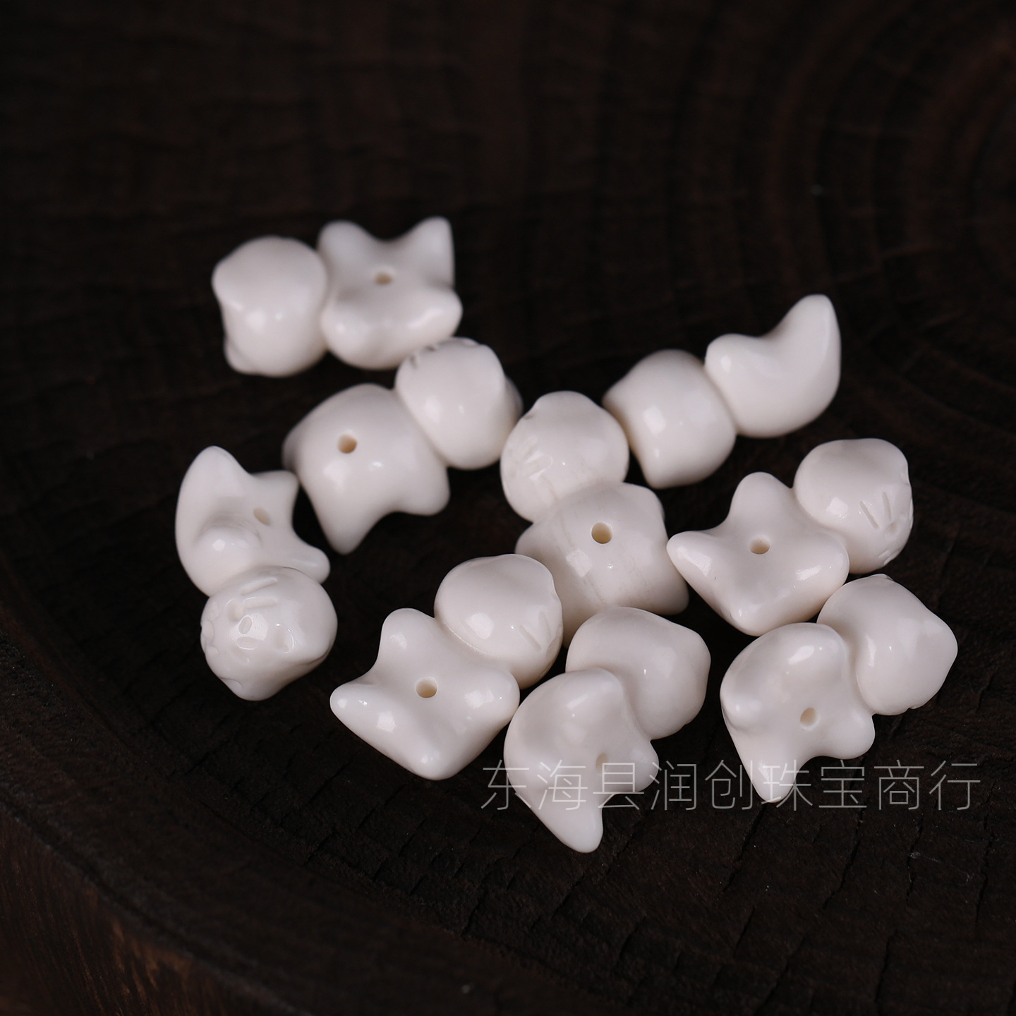 Camel bone carved lying cat spacer beads DIY handmade craft Buddhist bead bracelet accessories
