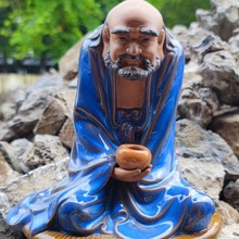 美陶达摩面壁石湾陶瓷公仔人物摆件家居装饰摆设厂价直销一件代发