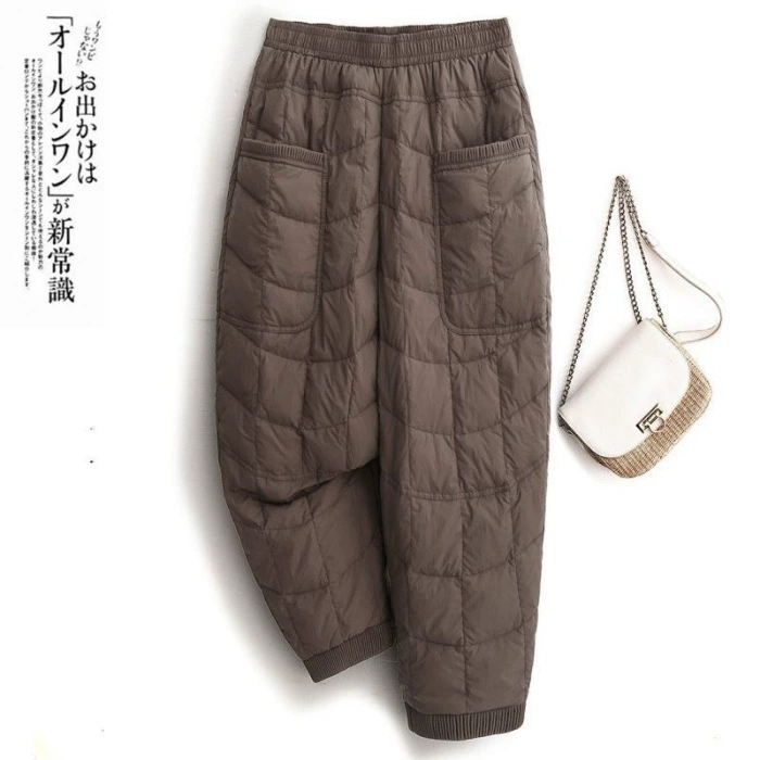 Winter keep warm light and thin trousers for leisure with down, (Cross-border trading)