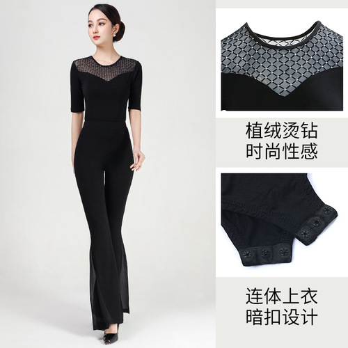  spring and summer new style long-sleeved modal etiquette catwalk one-piece exercise suit body suit for women dance suit