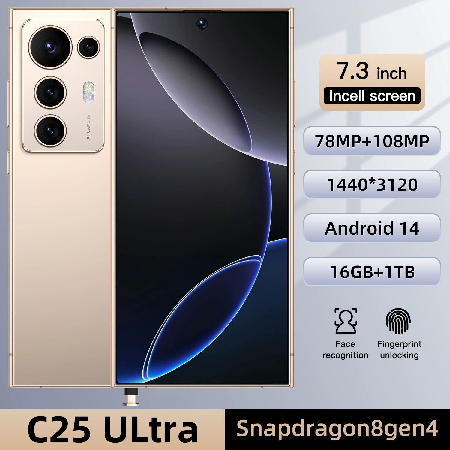 Смарт телефон Смарт телефон C25 Ultra Android оригинал подлинный 16+1T мобильный телефон источник завод
