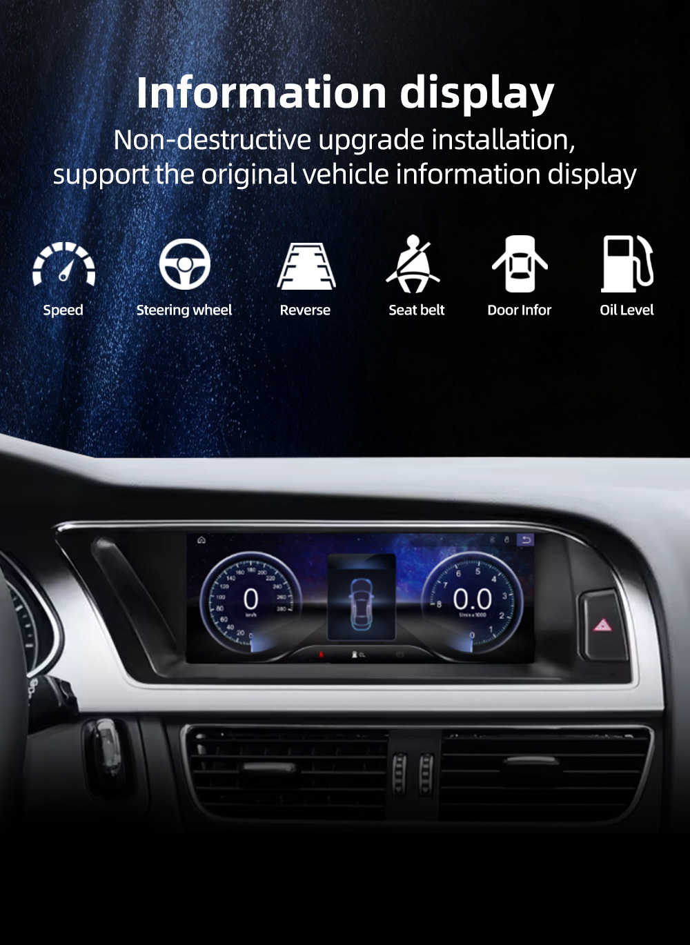 Car navigation central control screen suitable for Audi A4 RS4 B8 B8.5 8K Android reversing camera multimedia playback