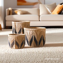 纸绳编收纳筐桌面手工编织篮子收纳框装饰篮纸编筐整理收纳箱其他