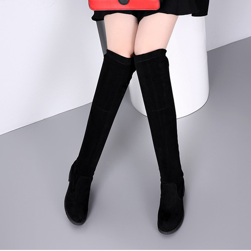 Foreign trade large size non-cylindrical high-top over-the-knee boots 2024 winter style small tall boots with thick heels and high heels to show slimming long boots