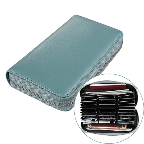 Piano key style long leather card holder passport case anti-RFID credit card holder multifunctional fashionable minimalist wallet passport clip