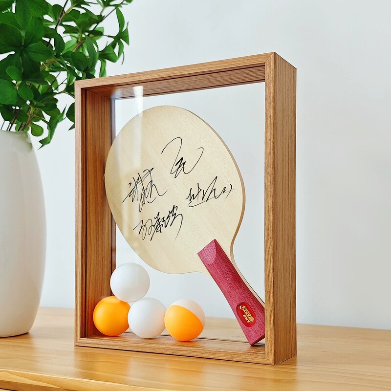 Double-sided transparent photo frame, table tennis racket photo frame, signature frame, tempered glass, Chinese-style fan collection, creative display frame