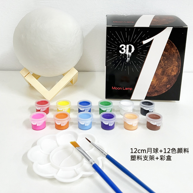 クリエイティブ手描き月球灯小夜灯led寝室ベッドヘッドランプネット赤月灯diy落書き星球灯卸売り|undefined