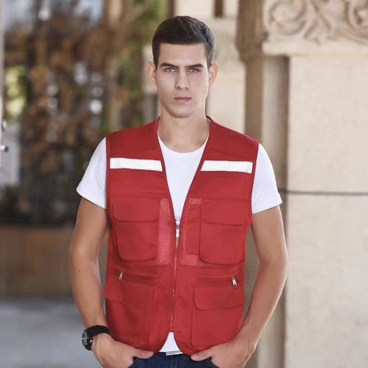 Chaleco multibolsillos, chaleco de voluntariado, tamaño personalizado, impresión reflectante, gestión de emergencias, fotografía, malla, ropa de trabajo para comercio exterior