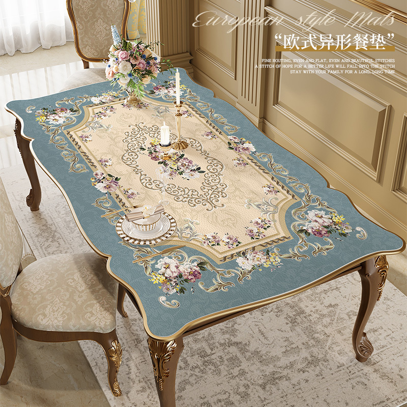 European-style Special-purpose Tablecloth for Special-shaped Dining Table High-grade Waterproof and Oil-proof Non-washable Table Mat Rectangular Coffee Table Tablecloth Mat
