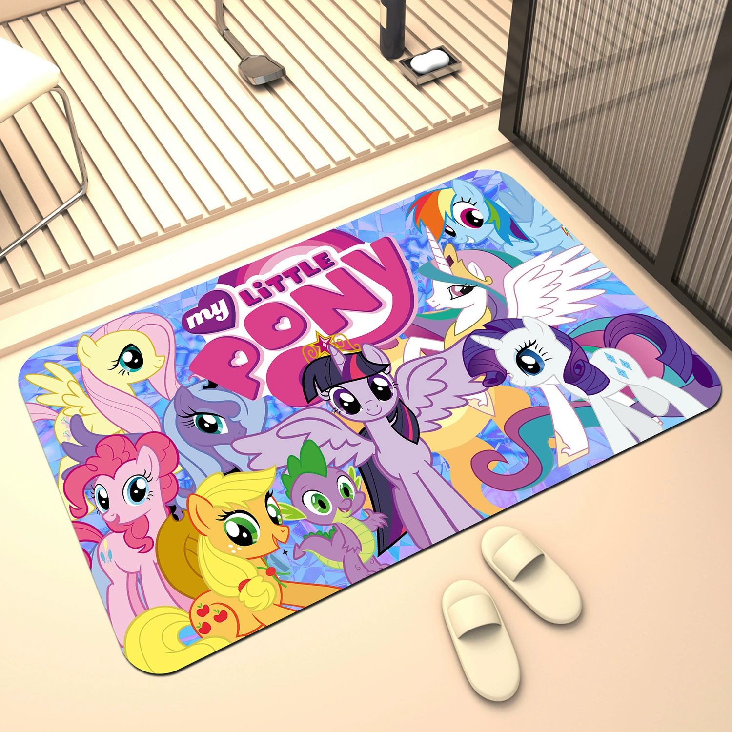 Мультяшный анимированный пони Поли коврик в ванной ванной душ быстро впитывает воду, сухие ножки коврики в ванной нескользящие коврики для ванной комнаты оптом