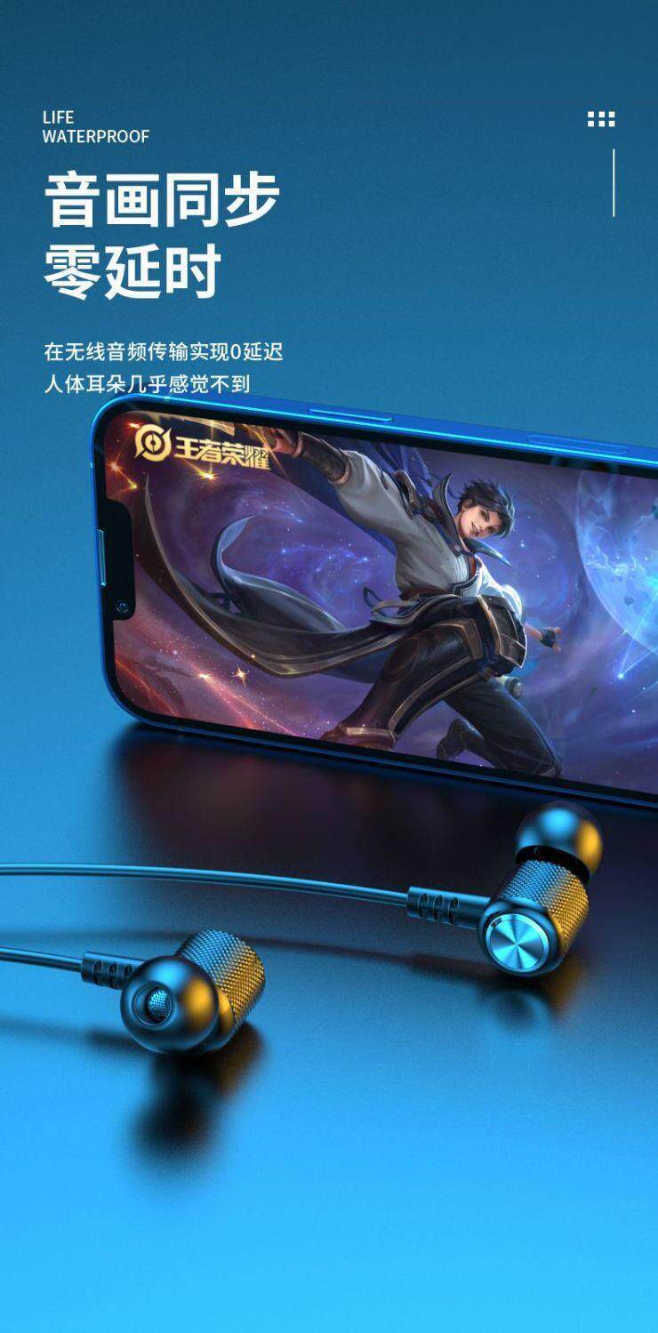 Wireless Bluetooth earphones, sports neckband style, ultra-long battery life, high capacity, suitable for Apple, Huawei, VIVO, OPPO, Android