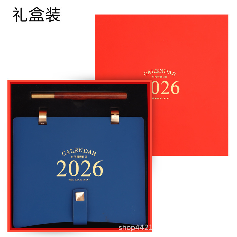 2026年馬年新作クリエイティブメタルバックル卓上カレンダー、オフィスデスク飾り、ビジネスギフトボックスセット、ロゴ印刷可能|undefined