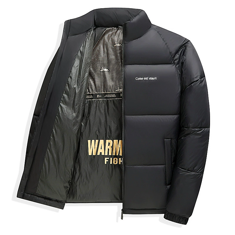 Зимняя короткая толстая стоячий воротник свободная повседневная теплая пара хлебная одежда пуховая хлопчатобумажная куртка мужская черная хлопчатобумажная одежда