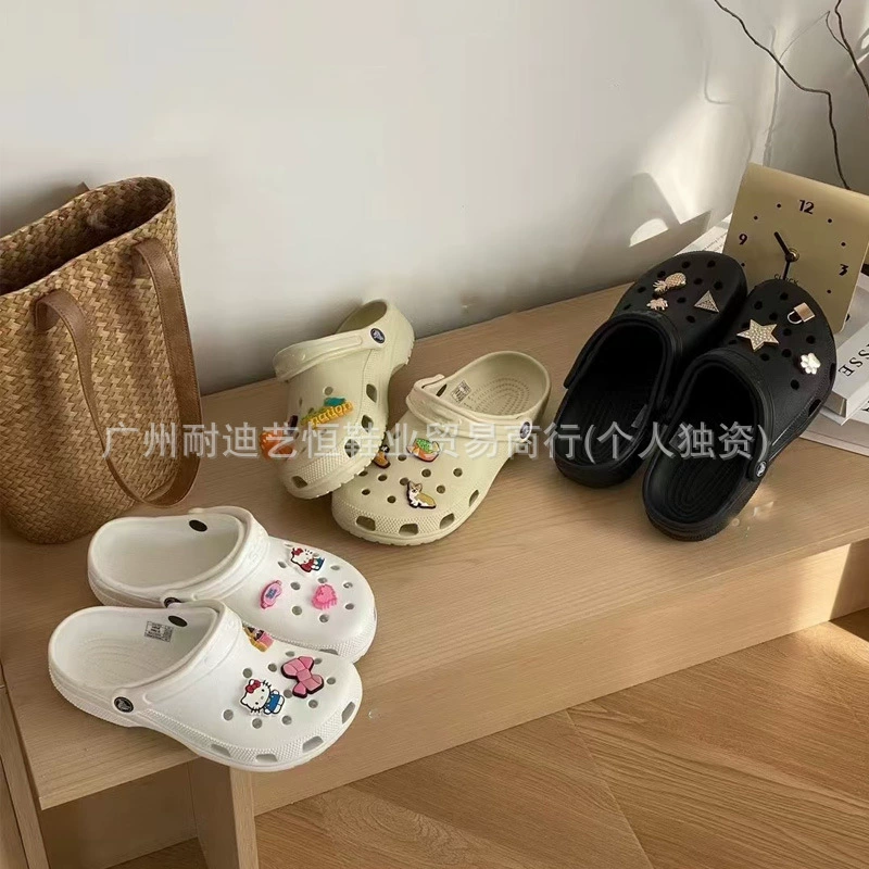 Обувь Putian оригинальная Kalochi с отверстиями, толстая подошва «облачное» пышное пляжное шлепанье, приподнятая толщина, полупанчетка